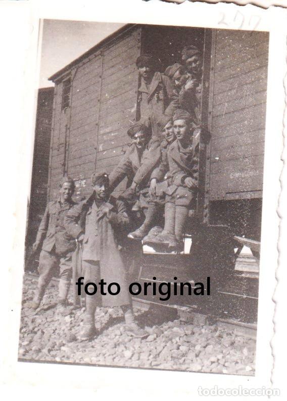 Militaria: GALLUR ZARAGOZA TREN RUMBO FRENTE ARAGON CTV ITALIANA 1938 GUERRA CIVIL