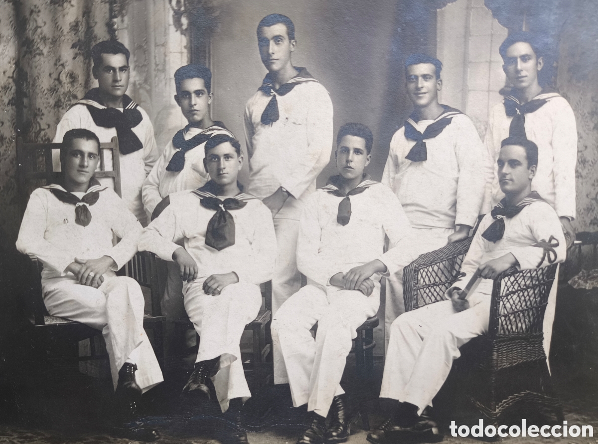 Militaria: MARINEROS ARMADA ESPA&Ntilde;OLA RETRATO DE ESTUDIO FOTOGRAF&Iacute;A GRUPAL R. HERN&Aacute;NDEZ CARTAGENA C. 1925