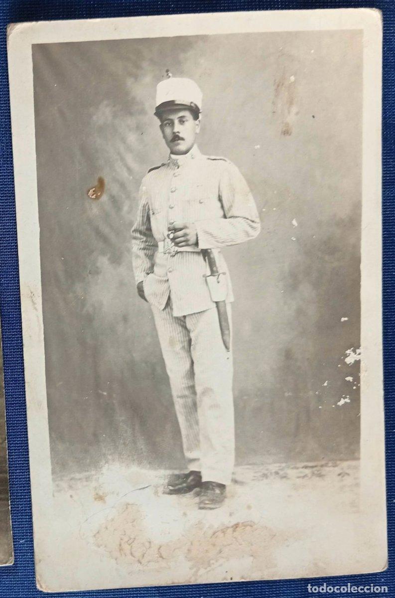 Militaria: FOTOGRAF&Iacute;A DE MILITAR CON UNIFORME DE RAYADILLO. FOTOGRAF&Iacute;A HERN&Aacute;NDEZ. MAYOR, 11. CARTAGENA?