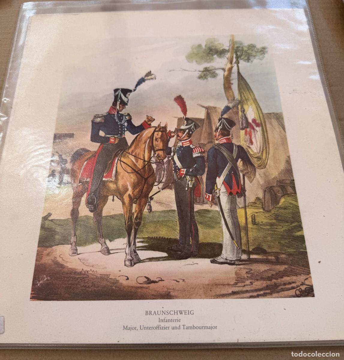 Militaria: S1-LAMINA DE UNIFORMES DE INFANTERIA DEL DUCADO DE BRAUNSCHWEIG DE UN MAYOR -UN SUBOFICIAL 1.840