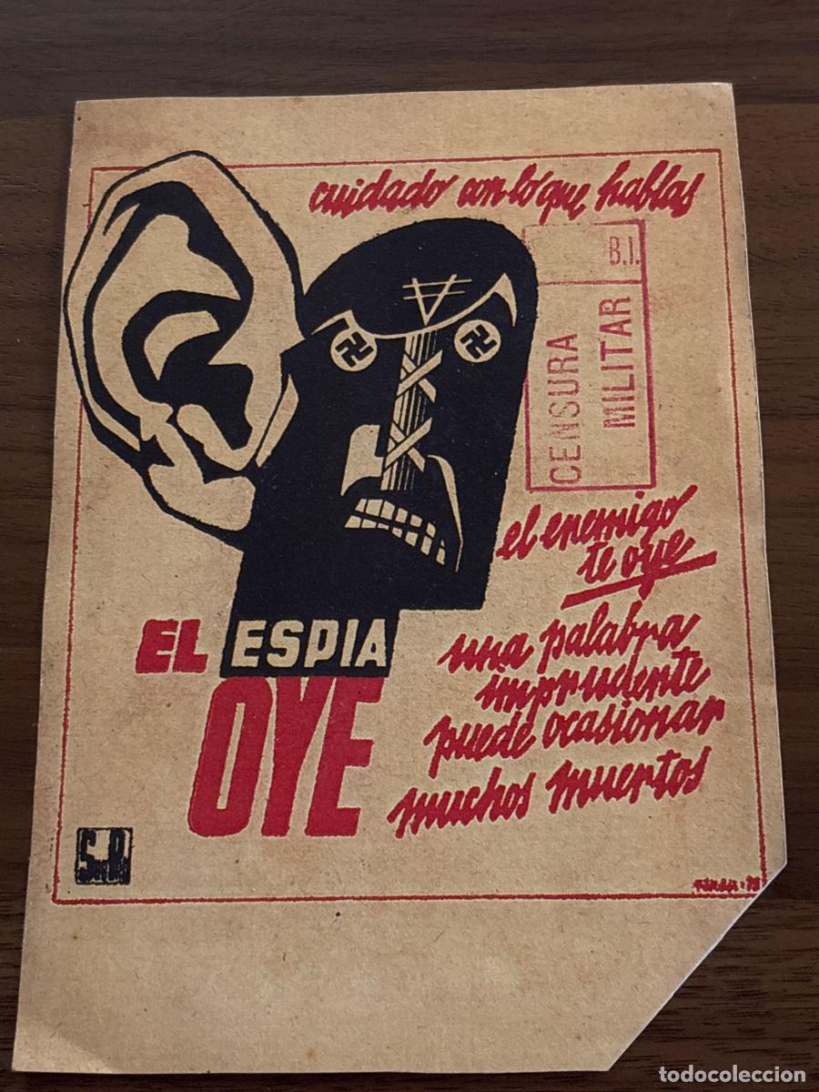 Militaria: Tarjeta postal de campa&ntilde;a El espia oye Guerra civil espa&ntilde;ola campa&ntilde;a republicana copia