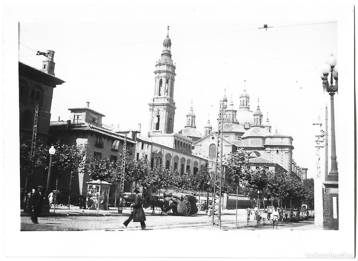 Militaria: 1937-38 Fotograf&iacute;a guerra civil Zaragoza Bas&iacute;lica del Pilar toma por soldado Legi&oacute;n C&oacute;ndor