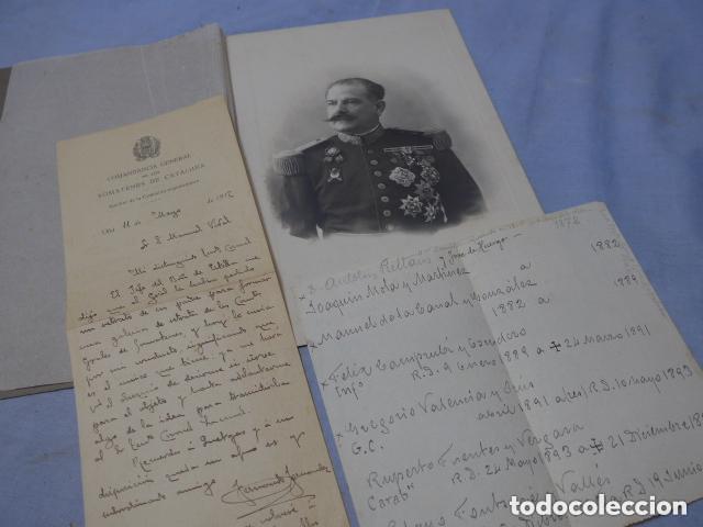 Militaria: Antigua espectacular fotografia de general de regulares y somaten catalan + docs. Original alfonsino