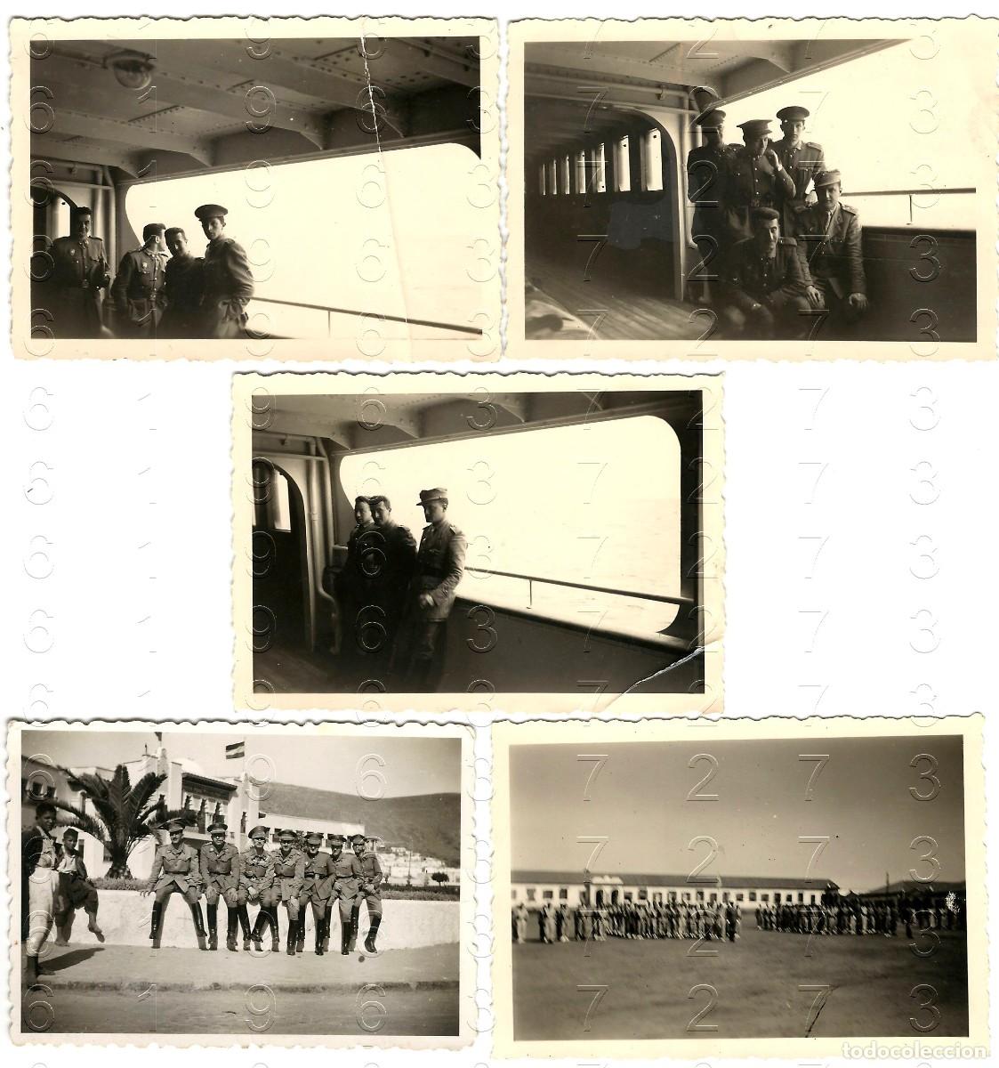 Militaria: 7&ordf; BANDERA BUQUE VICTORIA CRUZANDO EL ESTRECHO 1954 5 FOTOGRAFIAS UNICAS ANTIGUAS M46