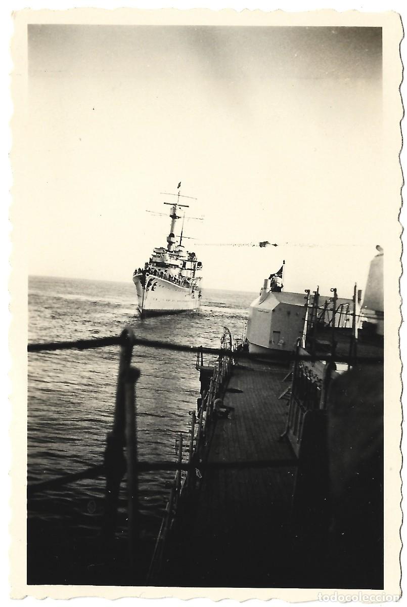 Militaria: 1937 Fotograf&iacute;a guerra civil crucero ligero alem&aacute;n K&ouml;ln en la bah&iacute;a de Huelva Legi&oacute;n C&oacute;ndor LEER