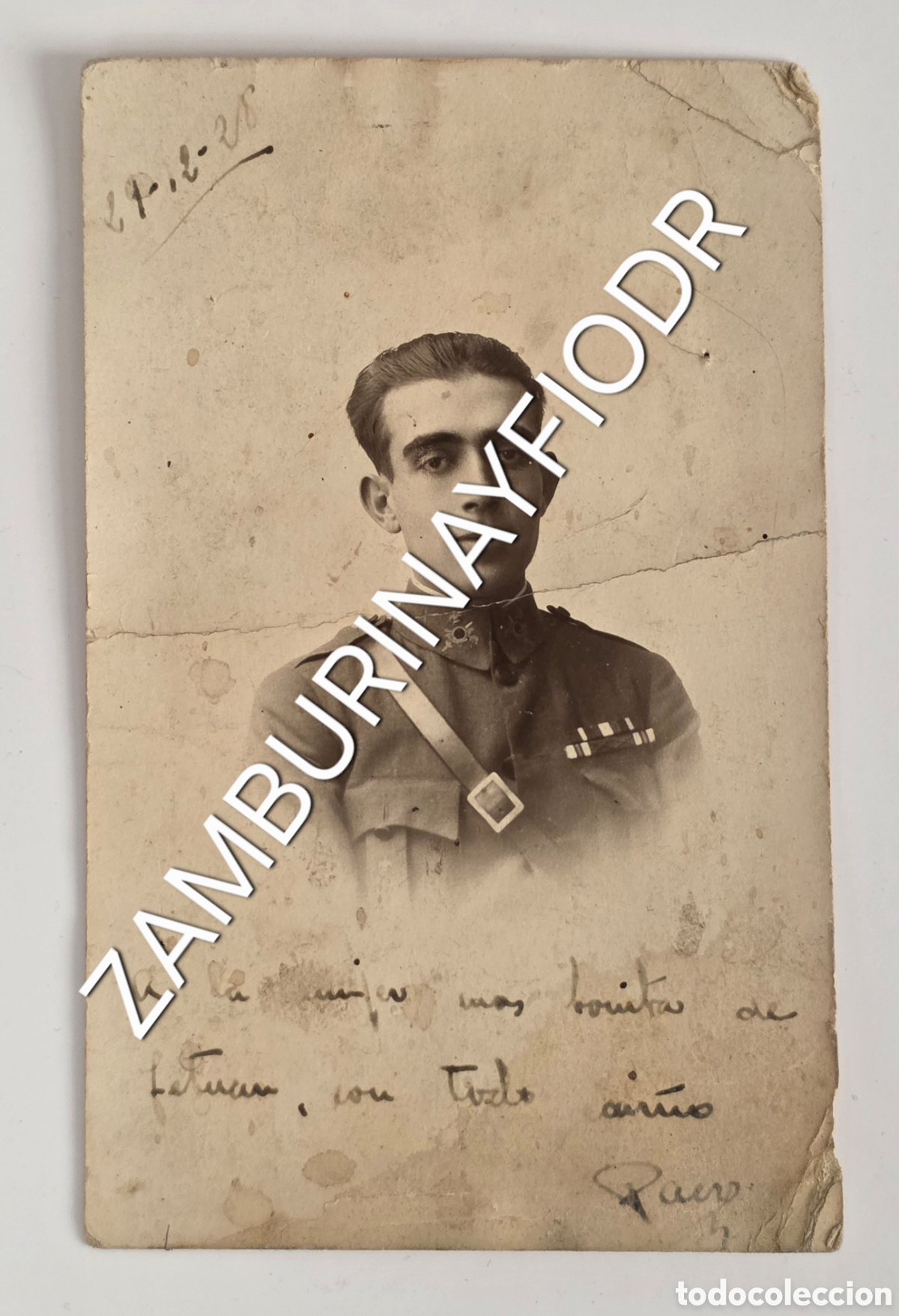 Militaria: Antigua Postal Fotogr&aacute;fica Soldado Ej&eacute;rcito Protectorado Espa&ntilde;ol Marruecos 1928 - Tetu&aacute;n Amor Novia
