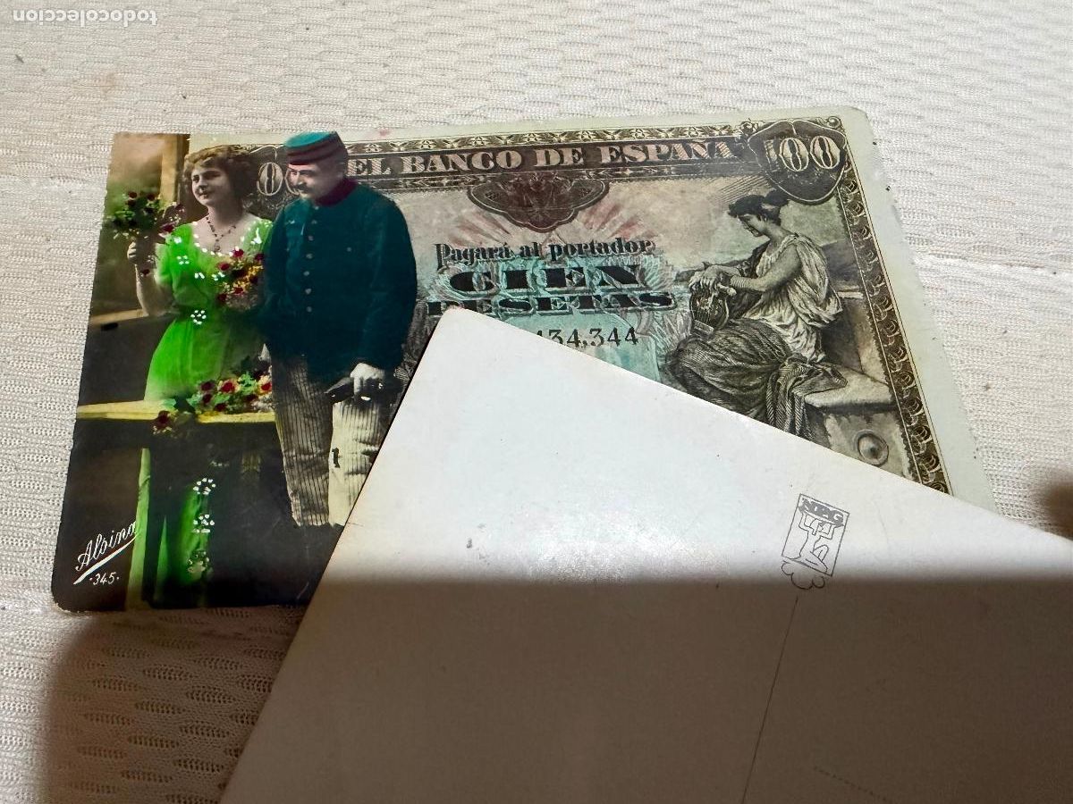 Militaria: Postal militar en billete de 100 pts 1922