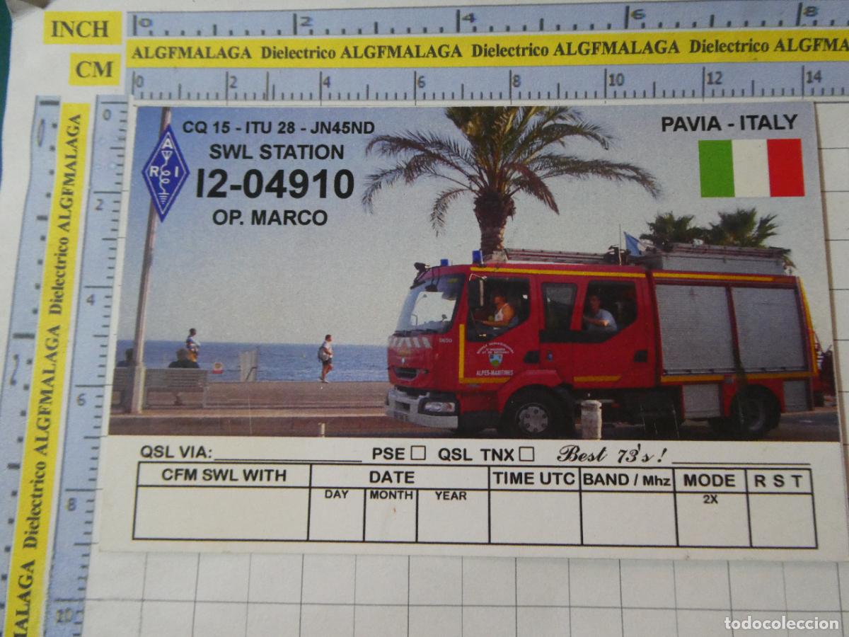 Militaria: POSTAL MILITAR BOMBEROS. CAMI&Oacute;N BOMBERO PAVIA ITALIA. 2857