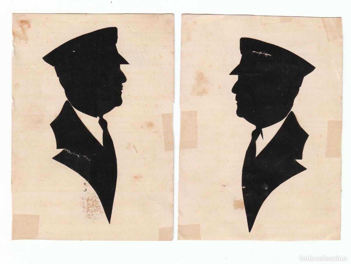 Militaria: 2 fotos silueta recortada. Militar de la Marina. A&ntilde;os 40-50 g aa