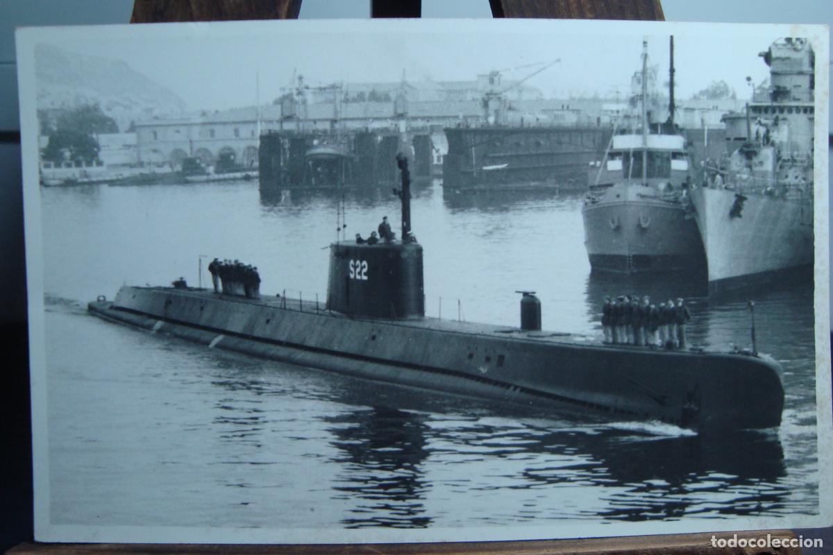 Militaria: ANTIGUA FOTOGRAFIA BARCOS DE GUERRA Y SUBMARINO S22. FOTO CASA&Uacute; CARTAGENA
