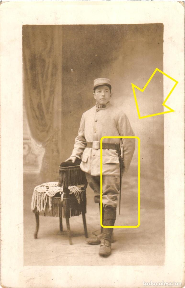 Militaria: Soldado franc&eacute;s - Fotografia de estudio - Epoca: 1 Guerra Mundial - Francia France Bayoneta mauser