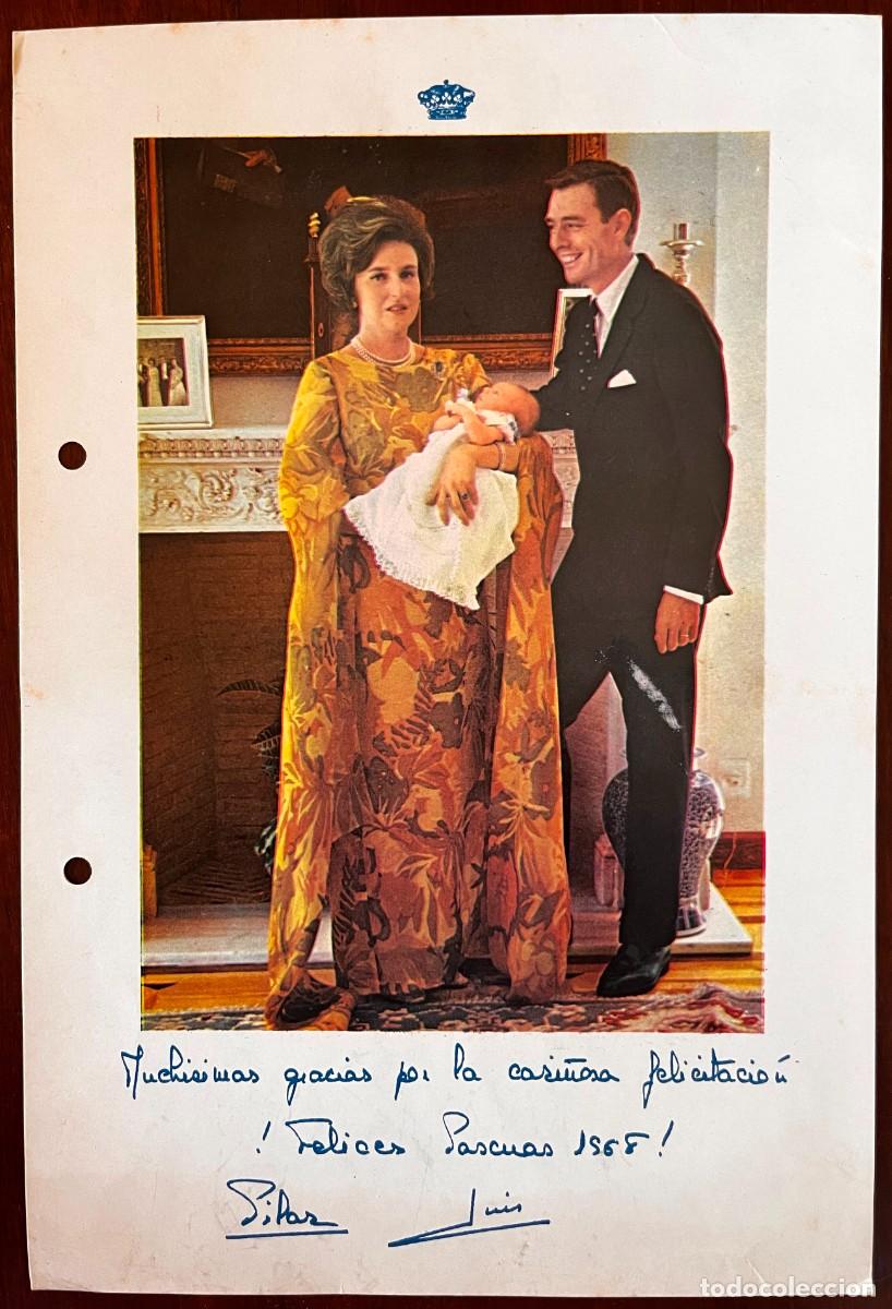 Militaria: INFANTA PILAR DE BORB&Oacute;N Y LUIS G&Oacute;MEZ-ACEBO, FOTOGRAF&Iacute;A NAVIDAD 1967, DEDICATORIA Y FIRMAS AUT&Oacute;GRAF