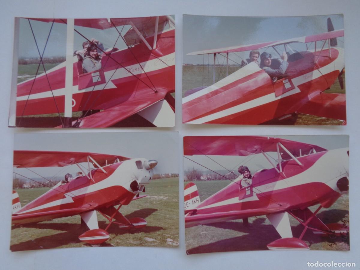 Militaria: LOTE DE 4 FOTOS DE PILOTO AVIADOR EN UNA AVIONETA
