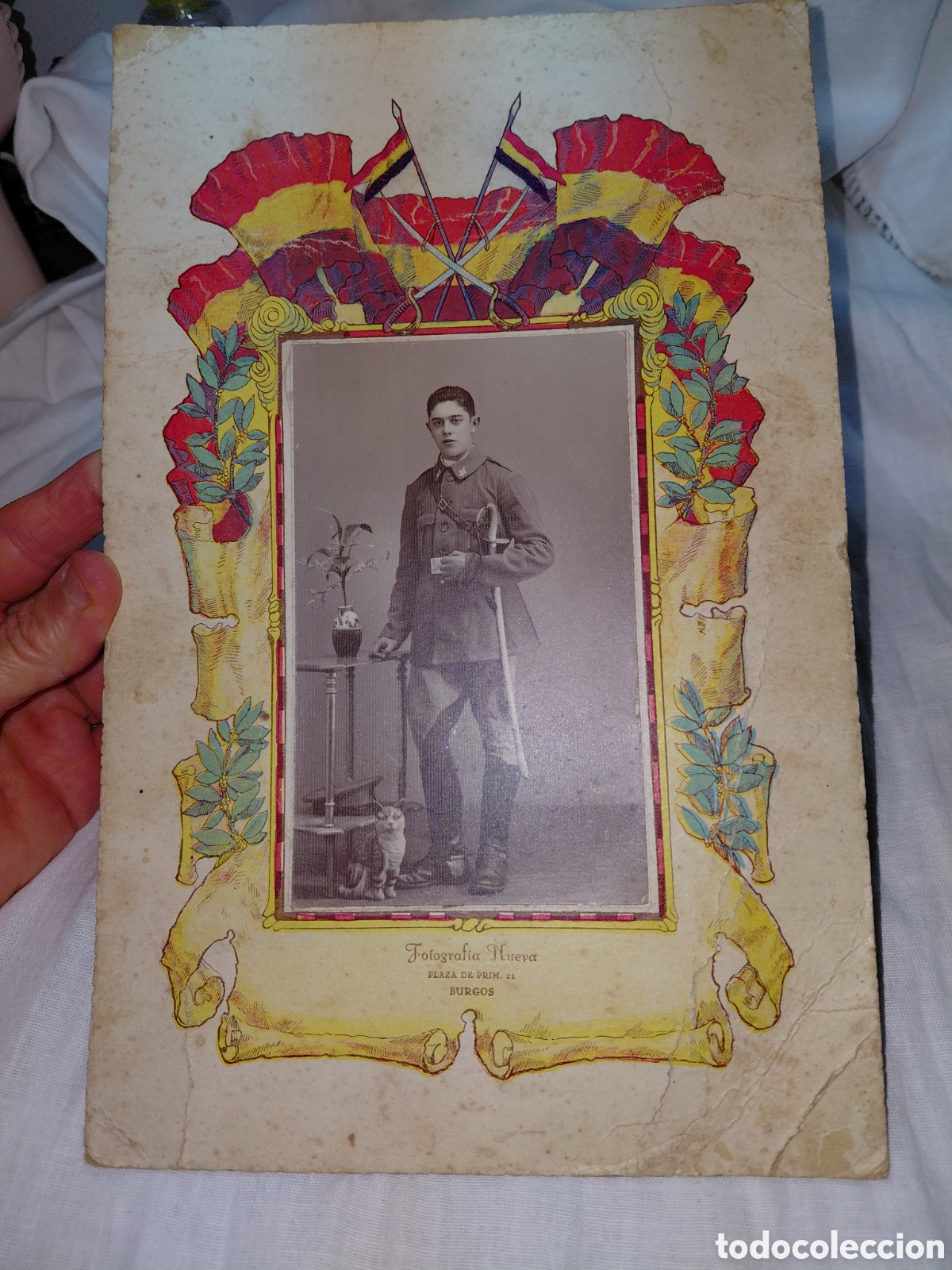 Militaria: ANTIGUA FOTOGRAFIAS MILITAR.FOTOGRAFIA NUEVA PLAZA DE PRIM 21 BURGOS