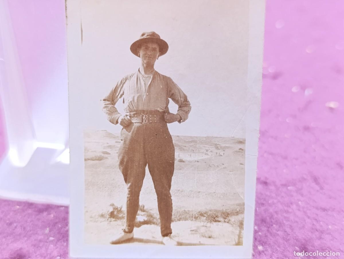 Militaria: Antigua fotograf&iacute;a en b/n o sepia, 1923, Guerra de &Aacute;frica, militar o similar, pico en rio Kert