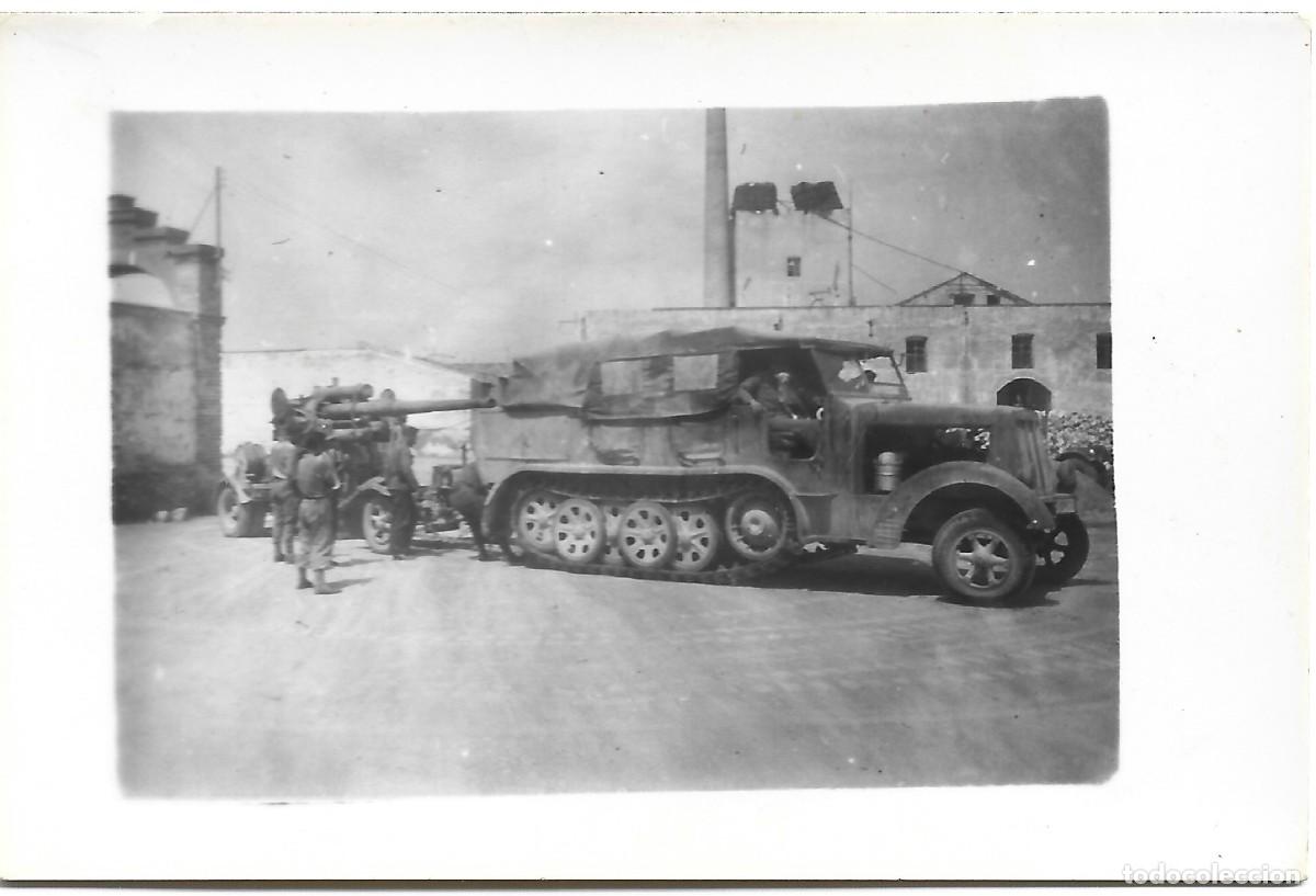 Militaria: 1938 fotograf&iacute;a guerra civil Semioruga Sd.Kf. 10 remolcando ca&ntilde;&oacute;n antia&eacute;reo 3,7 legi&oacute;n c&oacute;ndor