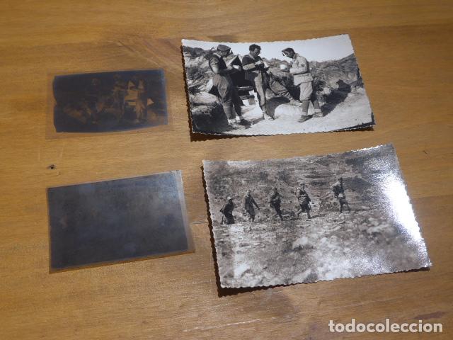Militaria: Lote de 2 fotografias y 2 negativos de Flechas verdes de Division 72 de guerra civil, CTV.