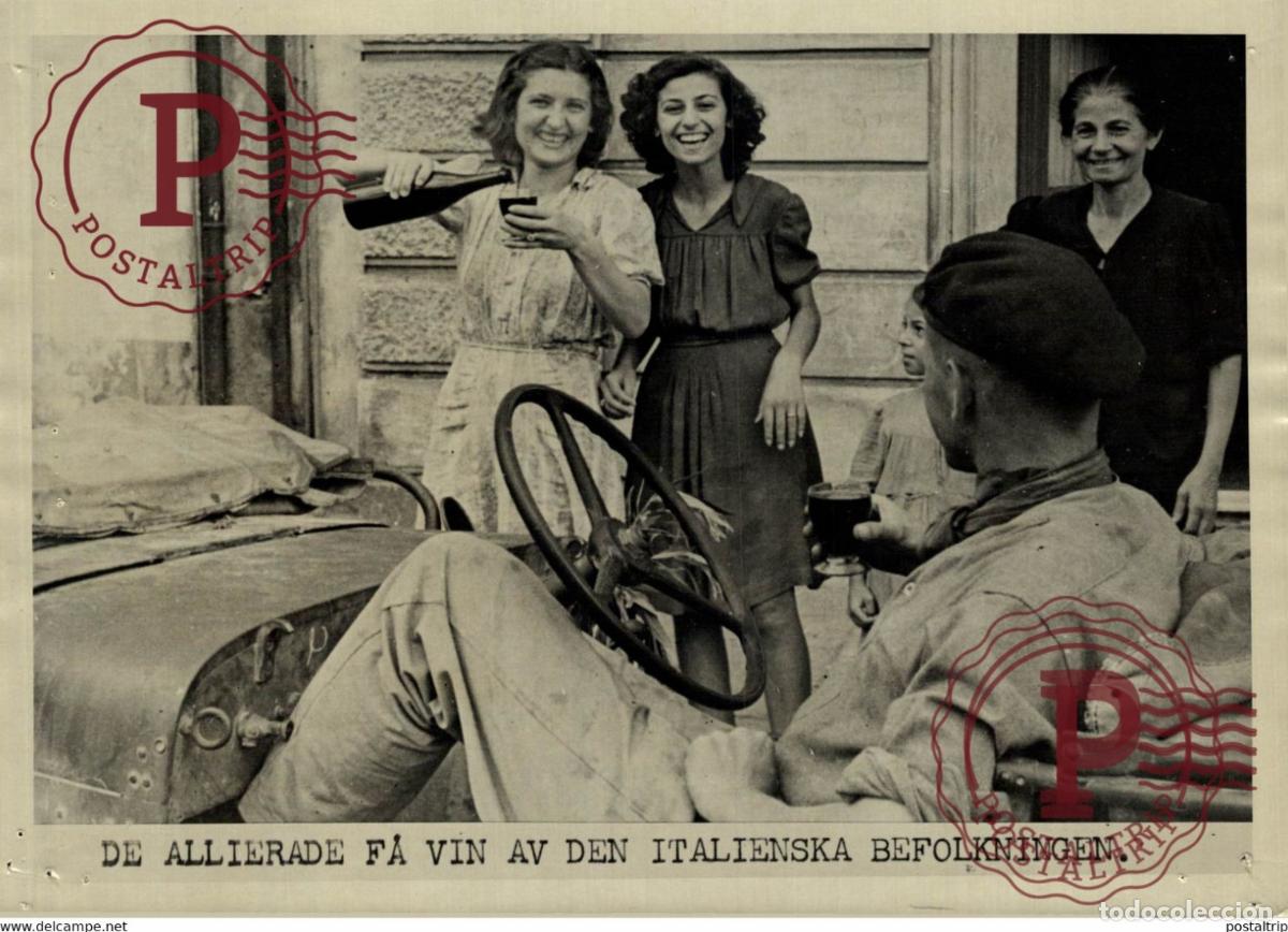 Militaria: WW2 ITALY ALLIED FORSES IN ITALY 20*15cm PRESSENS BILD SWEDEN PINEHOLE SEE CORNERS