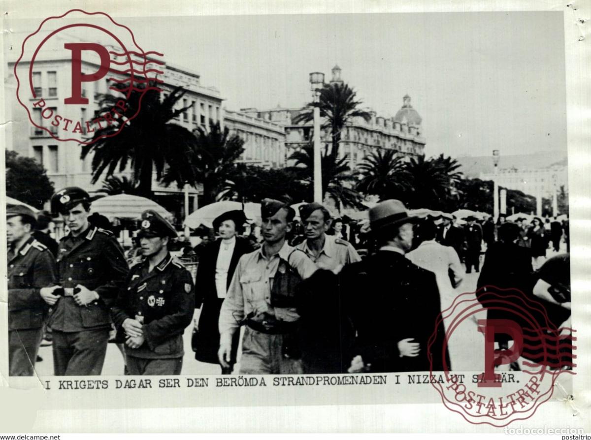 Military Antiques: WW2 NIZZA 06 FRANCE PROMENADE MISSING CORNER SEE SCAN NICE 20*15cm PRESSENS BILD SWEDEN PINEHOLE SE