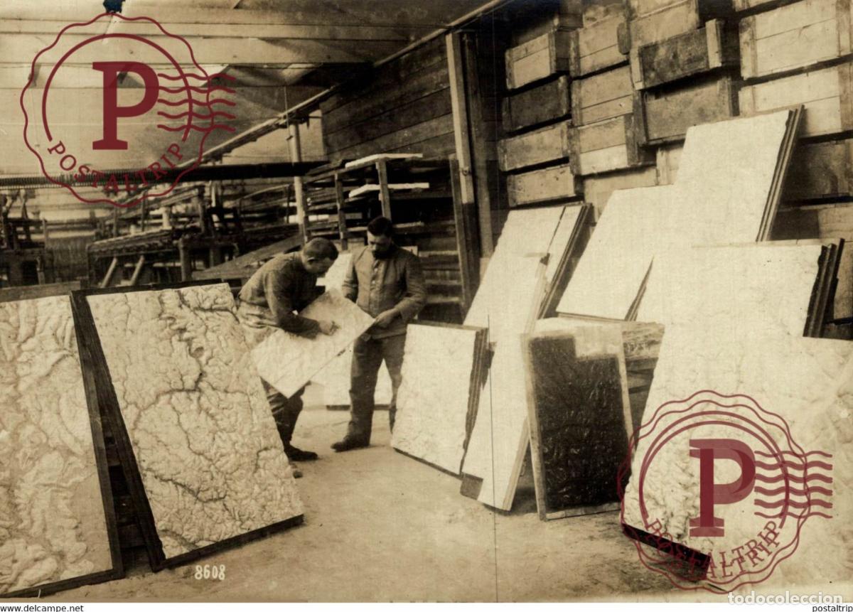 Militaria: DEUTSCHEN KARTIERUNGSABTEILUNG WESTFRONT RELIEFKARTEN WWI16*12CM aktiebolaget bild-centralen SWEDEN