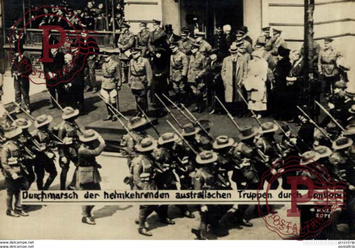 Militaria: LONDON DURCHMARCH AUSTRALISCHEN TRUPPEN 17.5*12cm 191415 WWI WWICOLLECTION