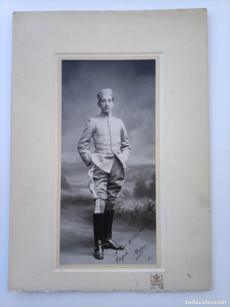 Militaria: FOTOGRAFIA DE SUBOFICIAL DE CABALLERIA, EPOCA ALFONSO XIII, FOTO KAULAK, VALLADOLID, DEDICADA EN 191