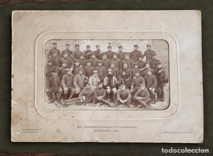 Militaria: (FOT-260901)FOTOGRAFIA REGIMIENTO CAZADORES DE CASTILLEJOS N&ordm;18 DE CABALLERIA - ZARAGOZA 1909