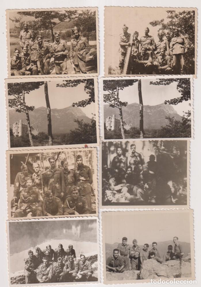 Militaria: Lote de 8 Fotograf&iacute;as (8,5x6 c) de Campamentos