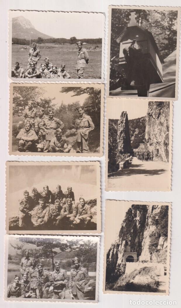 Militaria: Lote de 7 fotograf&iacute;as (9x6,5 c) de Campamento