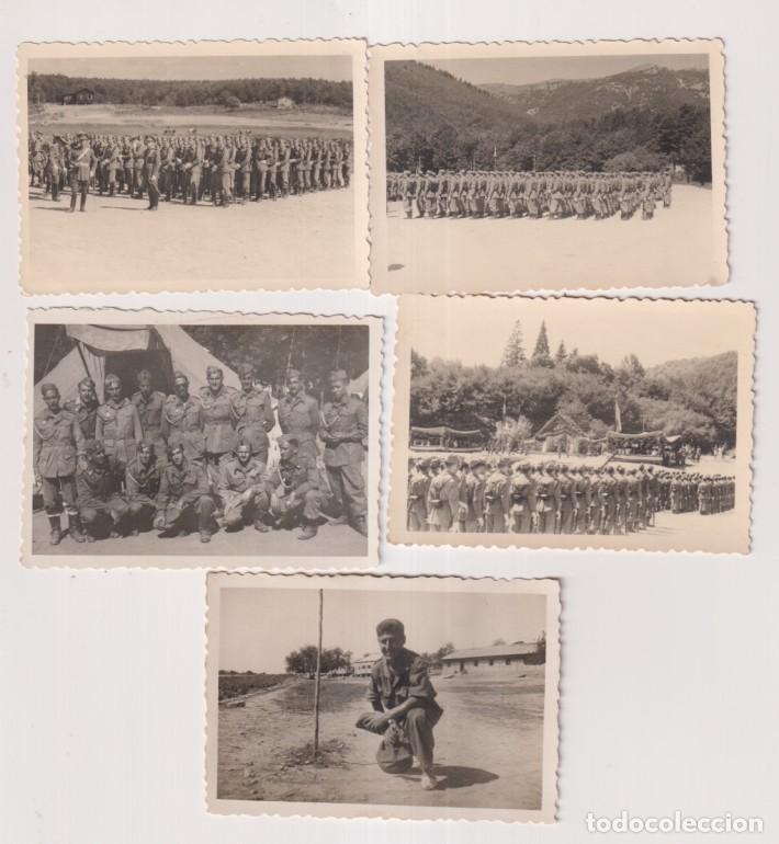 Militaria: Lote de 5 Fotograf&iacute;a (8,5x6,5 c.) de Campamento. A&ntilde;os 50