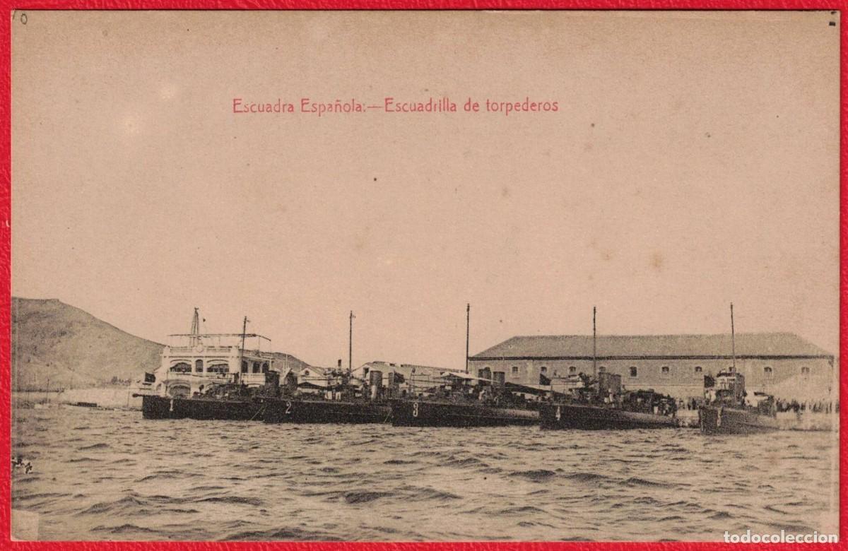 Militaria: Escuadra Espa&ntilde;ola - Escuadrilla de torpederos - Cartagena - Ed. J. Casau fotografo