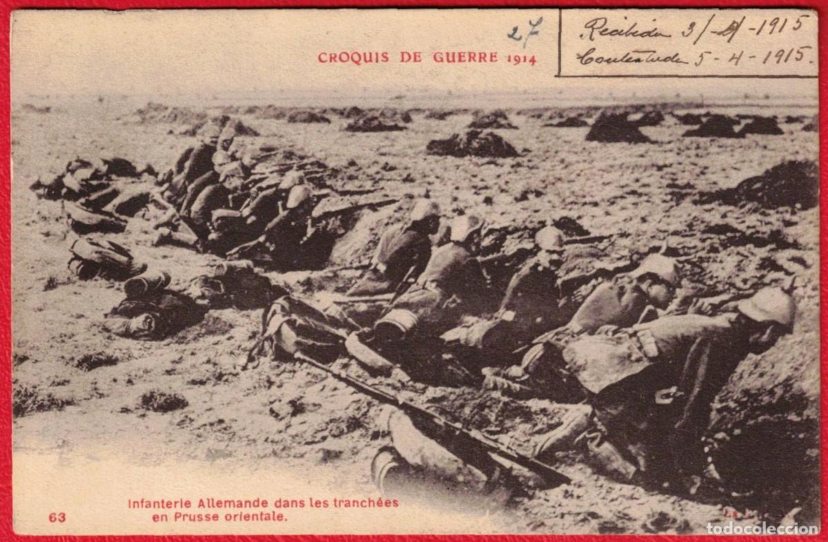Militaria: 1&ordf; Guerra Mundial - Croquis de Guerre 1914 - Infanteria alemana en las tricheras de Prusia