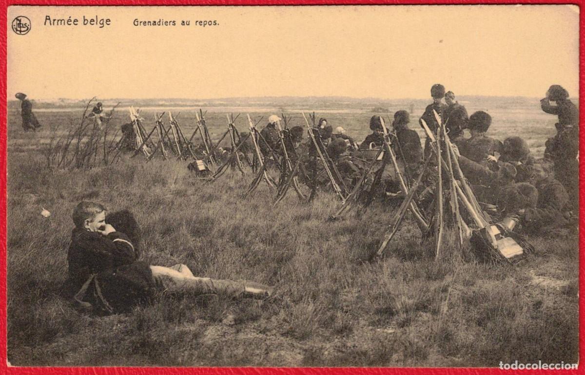Militaria: 1&ordf; Guerra Mundial - Armada Belga - Granaderos en reposo - Ed. Nels Bruselas