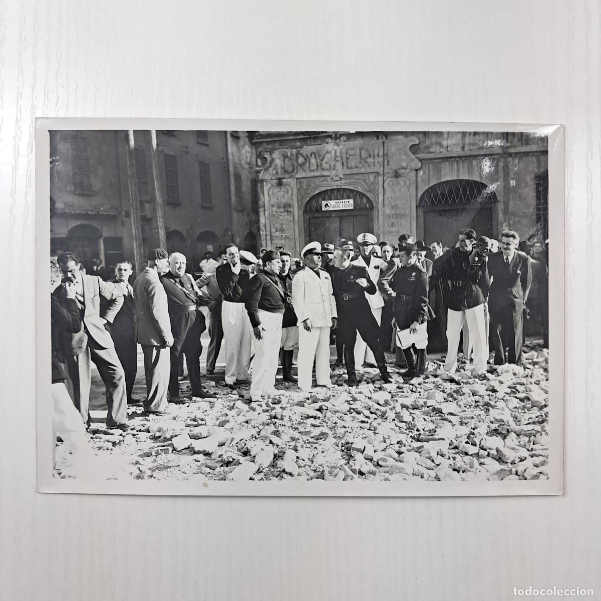 Militaria: Fotografia Storica Originale Istituto Luce - Il Duce in visita a Ravenna tra le macerie