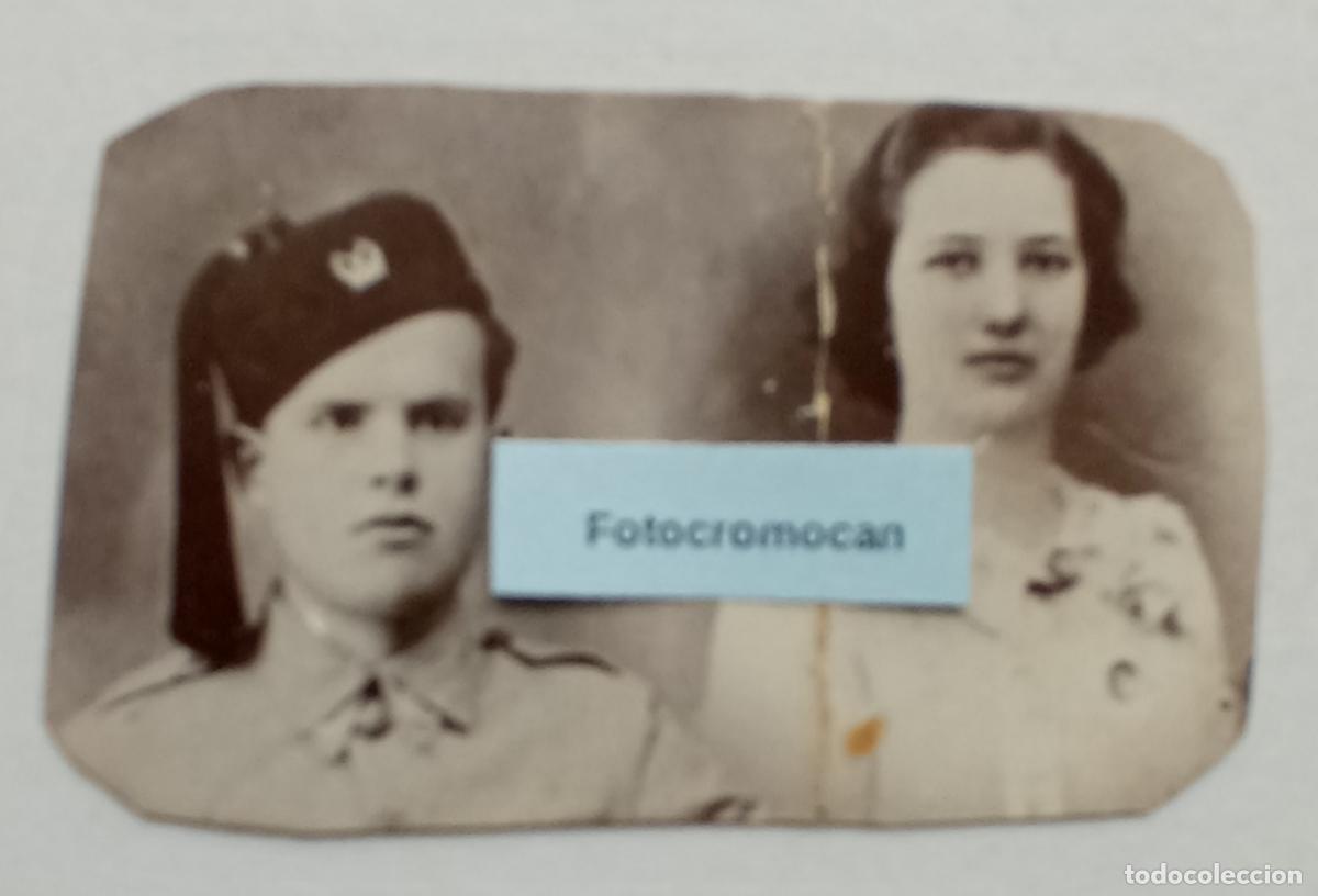 Militaria: FOTOMONTAJE DE MILITAR Y MUJER CON FECHA DE 6 DE ABRIL DE 1938