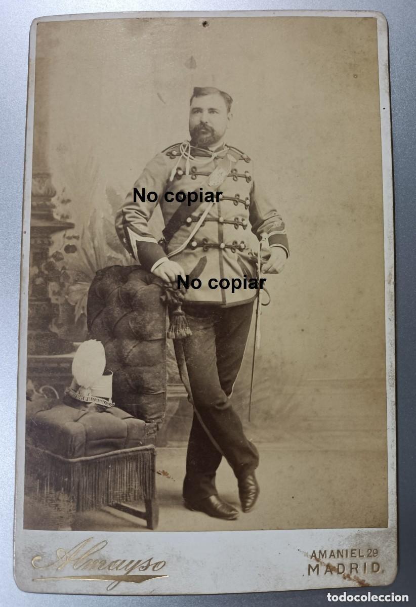 Militaria: ANTIGUA FOTOGRAFIA ALBUMINA DE HUSAR DE CABALLERIA, ROS, PAVIA, PRINCESA, FOTO ALMAYSO, MADRID, MIDE