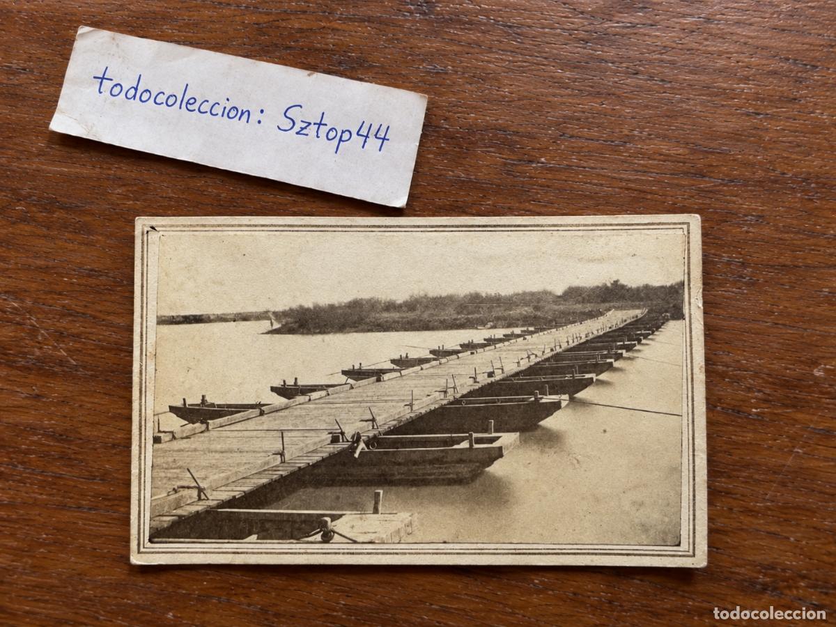 Militaria: Antigua Fotograf&iacute;a CDV Puente de Barcas / Pontones Brownsville Texas c. 1860