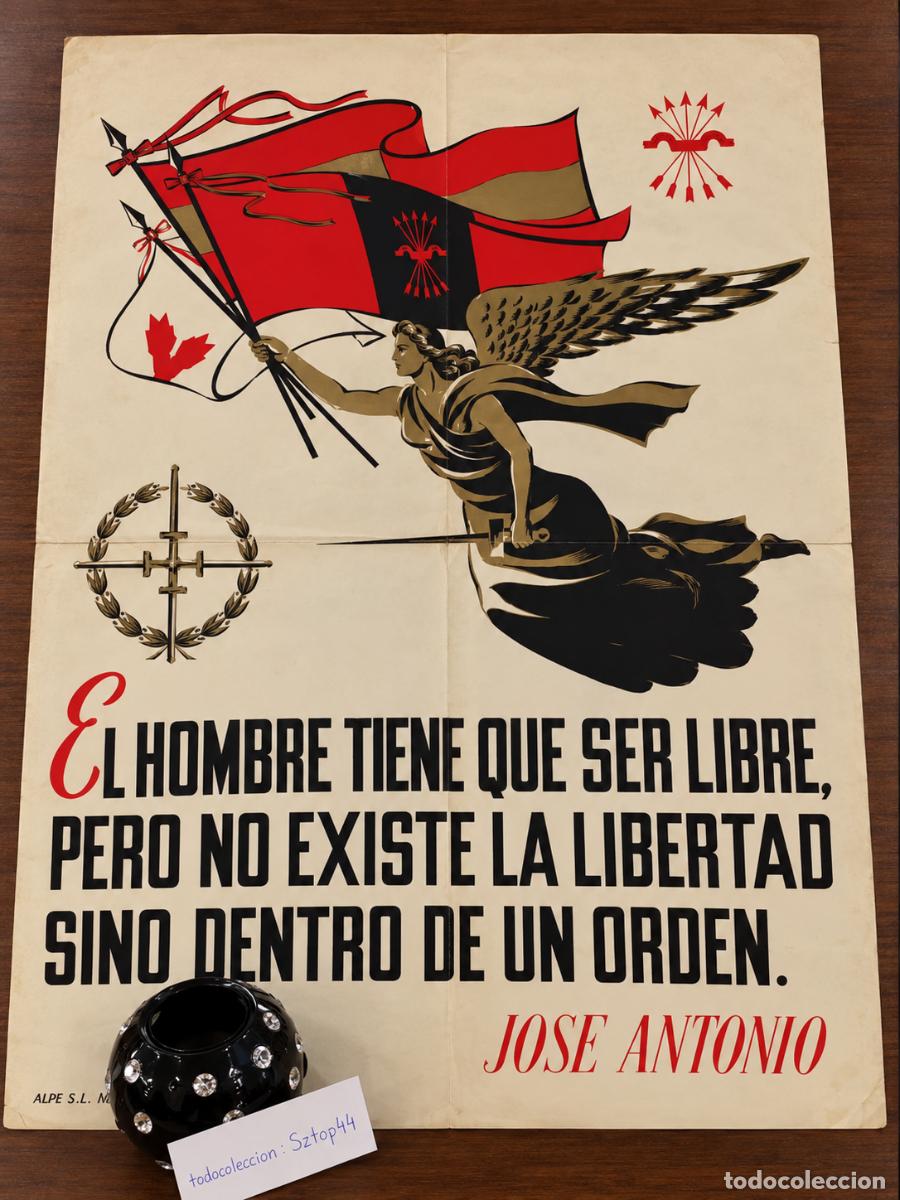 Militaria: Antiguo Cartel Falange Espa&ntilde;ola - Jos&eacute; Antonio - Guerra Civil - Alpe Madrid