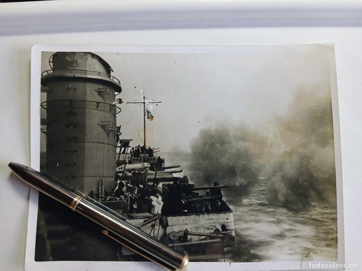 Militaria: Fotograf&iacute;a Original Hist&oacute;rica Admiral Graf Spee - Sello Weltbild Berl&iacute;n (Agosto 1939) - 18 x 14 cm