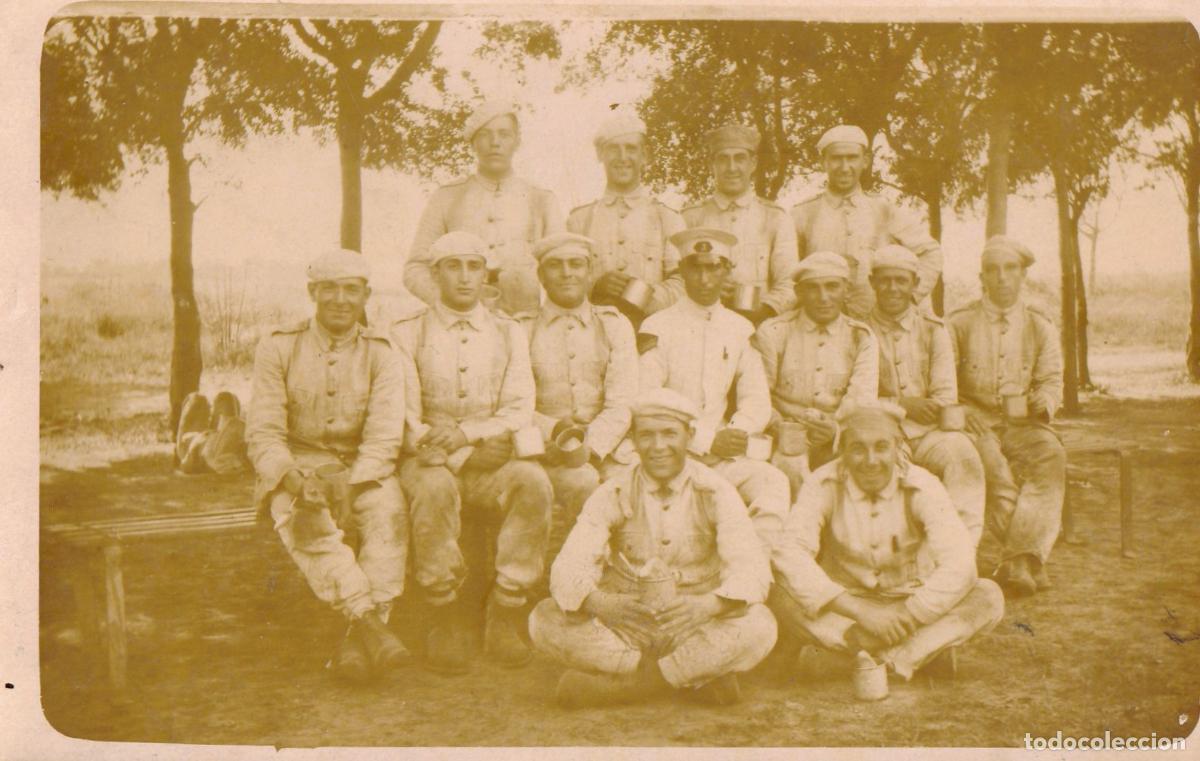 Militaria: Foto tipo postal de grupo de soldados argentinos en Campo de Mayo, 1926 - CLC