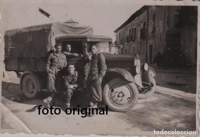 Militaria: FRENTE DE TERUEL SOLDADOS CTV EN CAMION GUERRA CIVIL