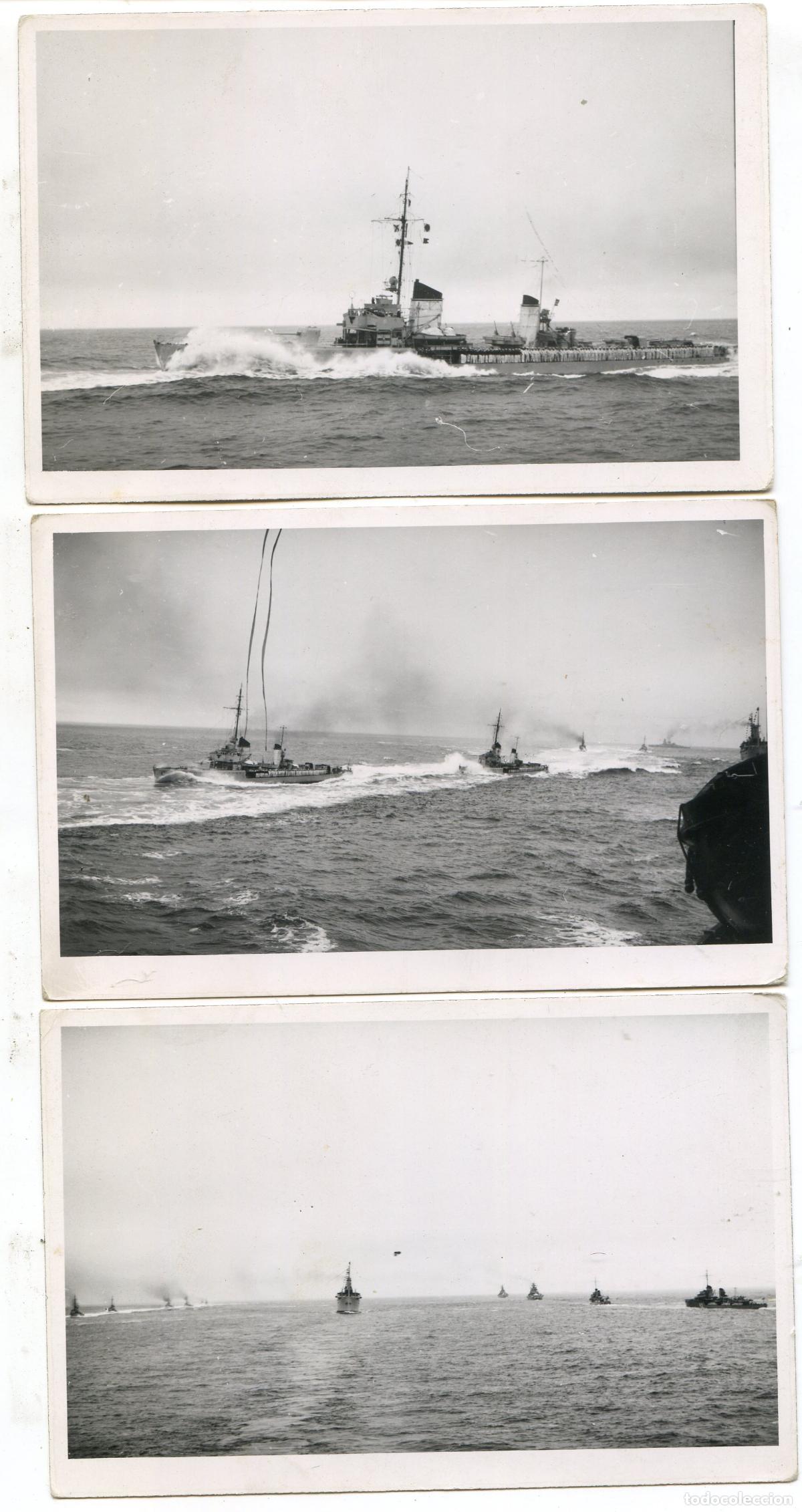 Militaria: Tres postales fotogr&aacute;ficas de revista naval, a identificar