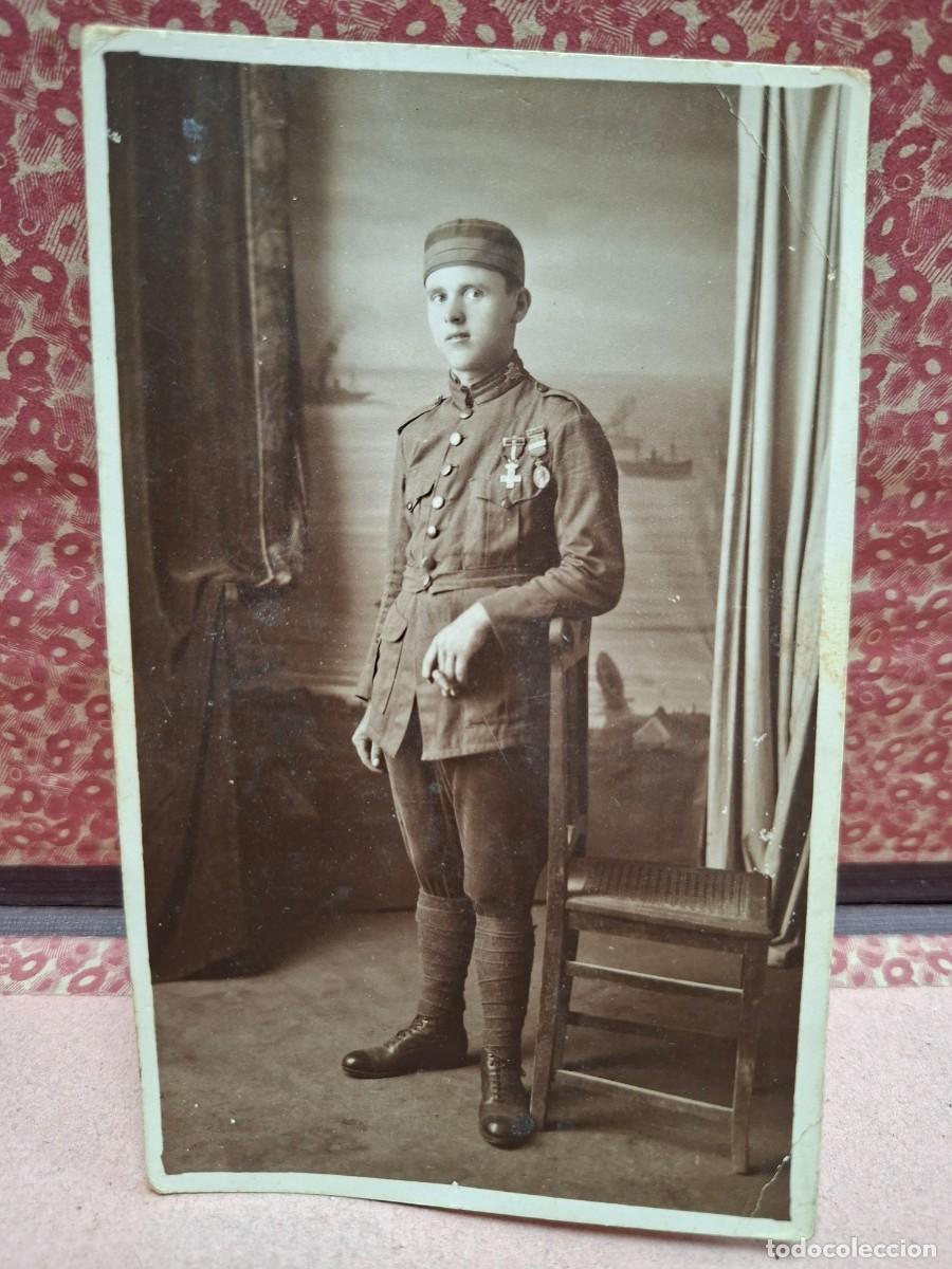 Militaria: ANTIGUA FOTOGRAFIA RETRATO MILITAR MEDALLAS ESPA&Ntilde;A ALHUCEMAS PROTECTORADO MARRUECOS