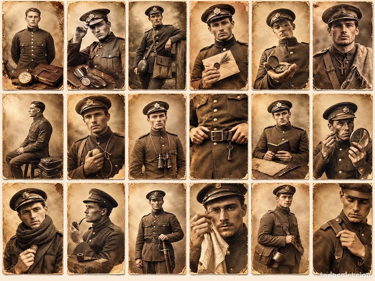 Militaria: Colecci&oacute;n de 84 postales vintage de tem&aacute;tica militar