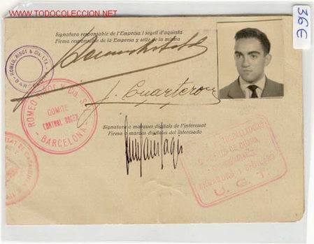 Militaria: (GUERRA CIVIL)CARNET DE ADUANAS UGT