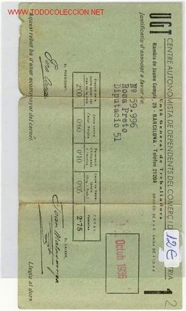 Militaria: (GUERRA CIVIL)UGT CENTRE AUTONOMISTA DE DEPENDENTS