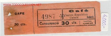Militaria: (GUERRA CIVIL)VALE 30 CTS:CAFE BADOCH