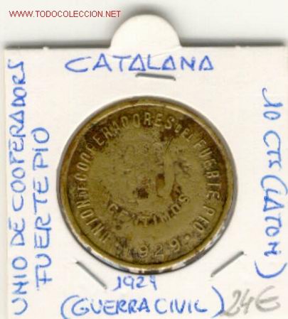 Militaria: (GUERRA CIVIL)10 CTS.UNIO DE COOPERADORS FUERTEPIO