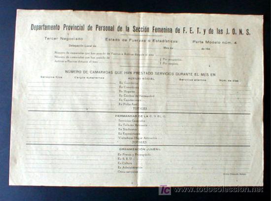 Militaria: DOCUMENTO DE FALANGE. POSGUERRA.. SECCION FEMENINA. FET Y DE LAS JONS.&iexcl;&iexcl;&iexcl;&iexcl;