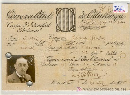 Militaria: (GC-429) TARJETA ELECTORAL GENERALITAT DE CATALUNYA